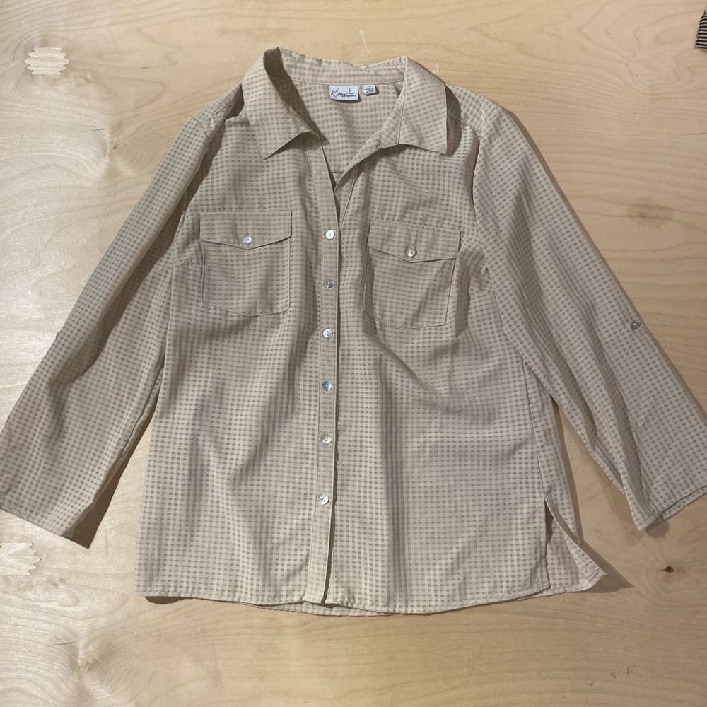 Kim Rogers Beige Checkered Blouse PL (QM)